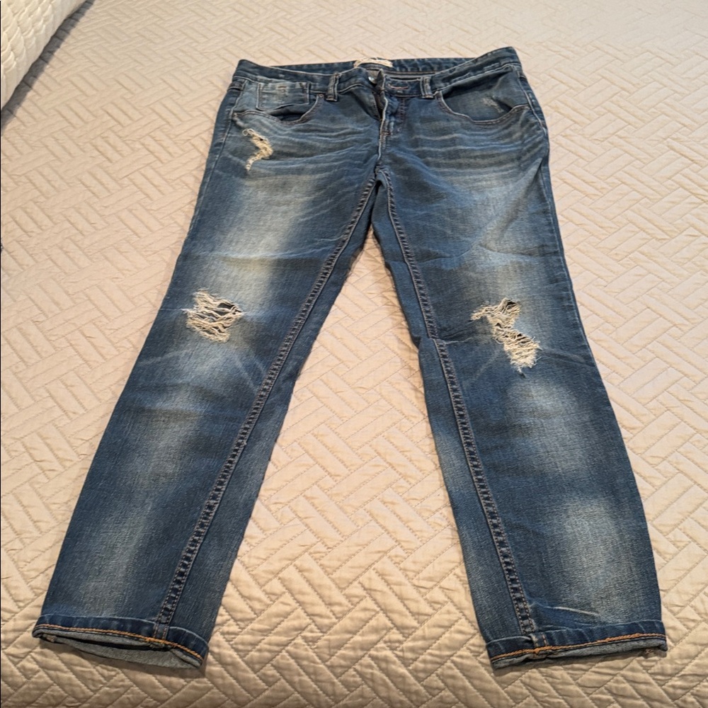 Free People Distressed Blue Jeans